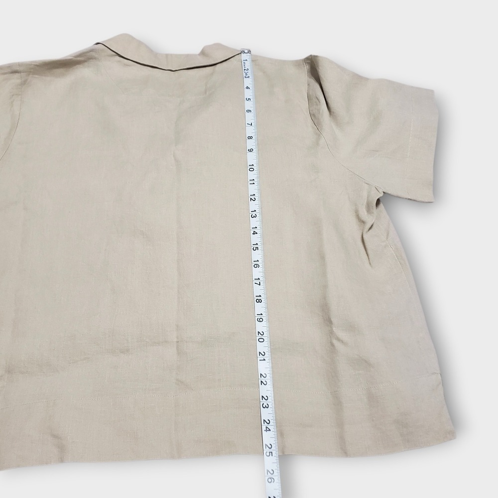 Quince 100% European Linen Short Sleeve Shirt Boxy Driftwood Tan Womens XL - Picture 10 of 10